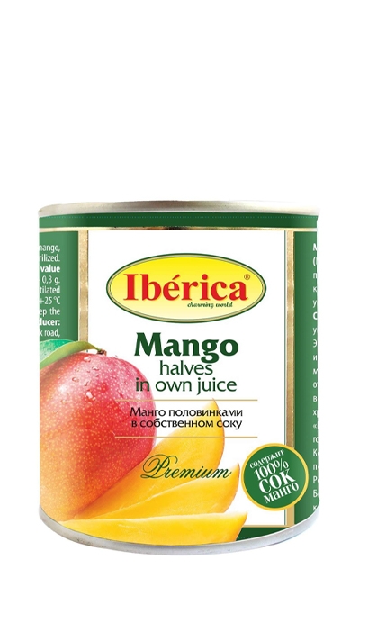 Манго половинками в собственном соку