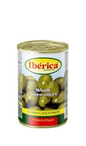 Оливки Iberica зеленые с косточкой 300 г ж/б