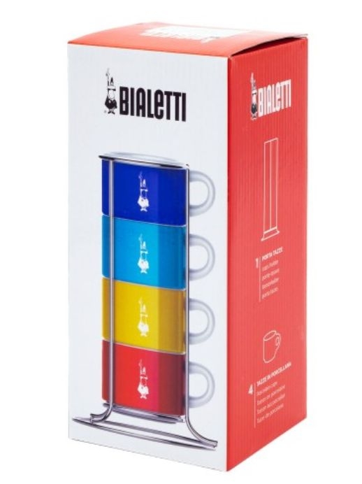 Набор из 4 чашек Bialetti Multicolor со стойкой