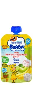 Пюре детское Черноголовка Бэйби яблоко, банан и творог 85г